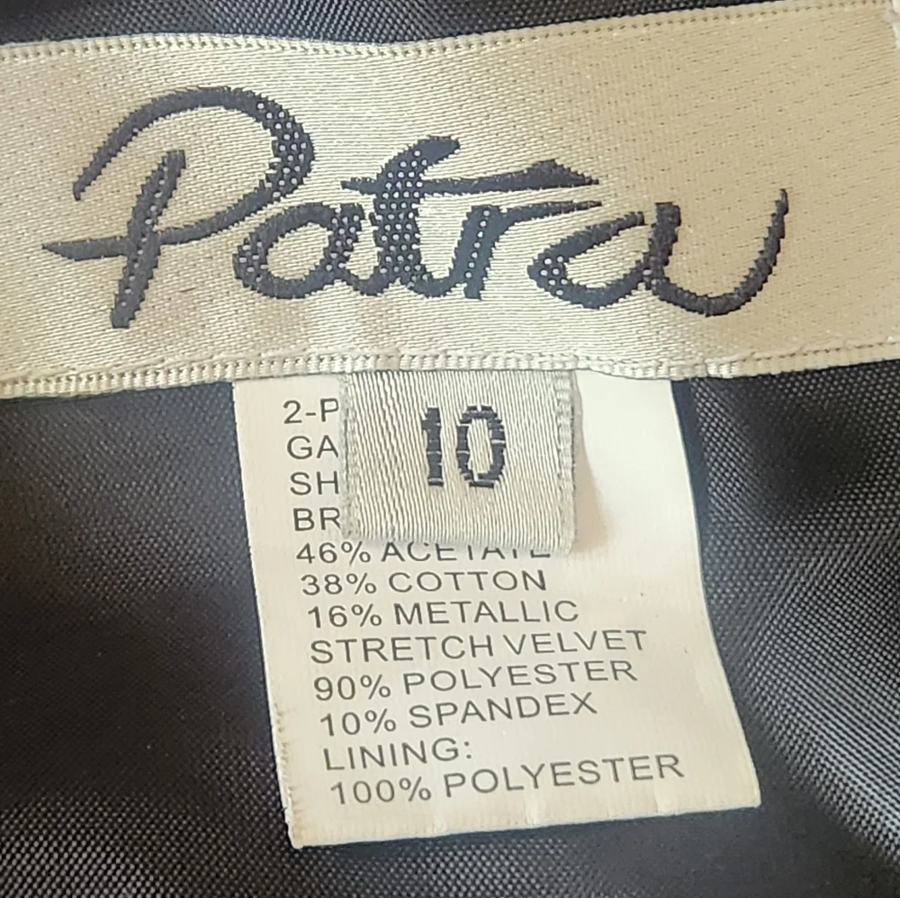 PATRA Black & Silver Velvet Jacquard Evening Gown - Size 10 - Picture 12 of 14